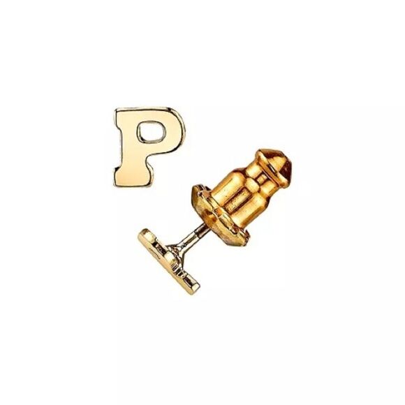 2028 1928 14K Gold-Dipped Initial "P" Button Earrings NWT - Picture 1 of 3